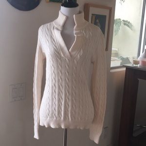 Lauren Ralph Lauren White Cable Pullover Sweater M
